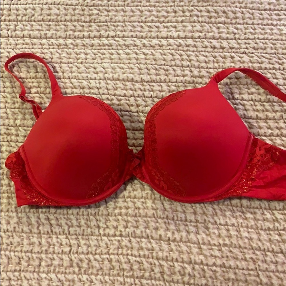 Gorgeous Red Bras by VS with lace accents